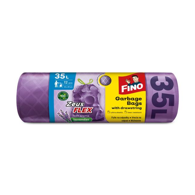 Retractable bags FINO Zeus FLEX AROMATIC 35 ℓ, 28 mic. 53 x 59 cm, purple (12 pcs)
