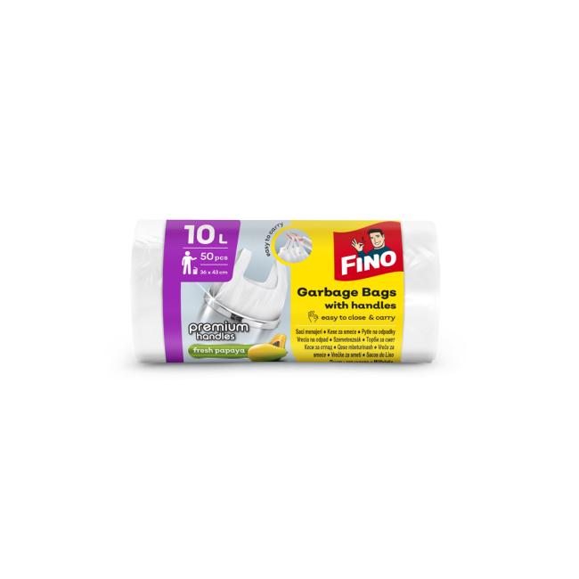 Tie bags with ears FINO Premium aromatic 10 ℓ, 6 mic., 36 x 44 cm, white (50 pcs.)