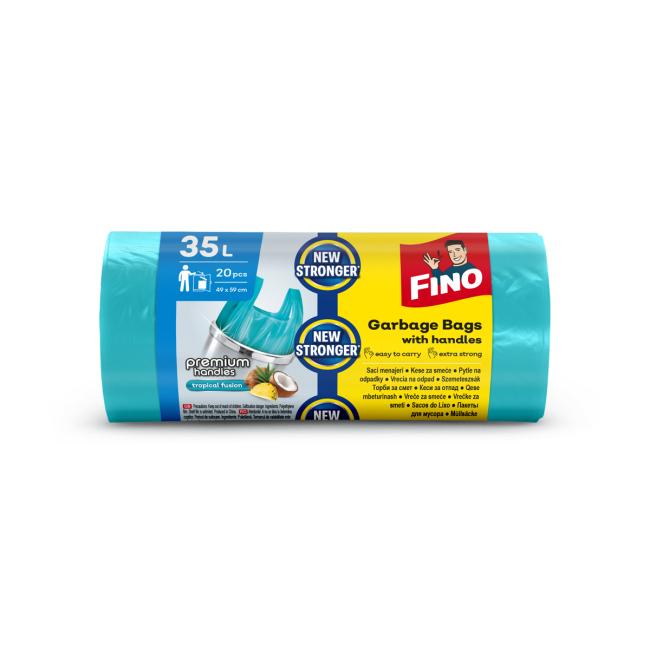 Vrecká na viazanie s ušami FINO Premium aromatické 35 ℓ, 10 mic., 49 x 60 cm, zelené (20 ks)