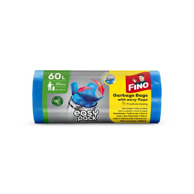Vrecia na zaväzovanie FINO Easy pack 60 ℓ, 18 mic., 60 x 66 cm, modré (20 ks)