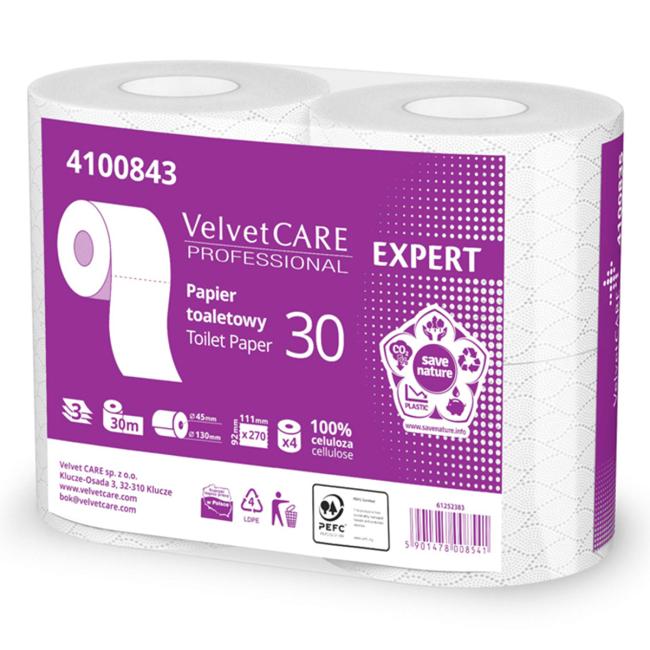 [HY100843] Toilet paper 3-layer VELVET CARE Expert 100% cellulose 30m (4 pcs)