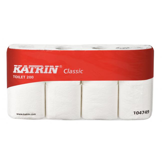 [HY104749] Toaletný papier 2-vrstvový KATRIN Classic Toilet 200, rolka 23 m (8 ks)