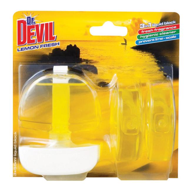 dr. Devil hanging toilet gel 3 x 55 ml - Lemon Fresh