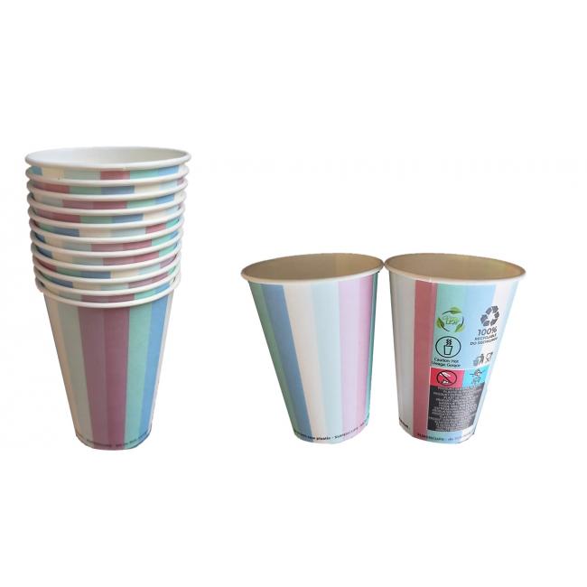 [HY205070] Papierový pohár „farebné pruhy“ Ø 73 mm, 0,18 l (50 ks)