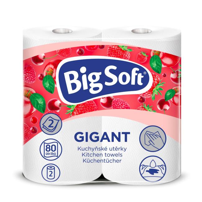 Kuchynské utierky 2-vrstvové Big Soft Gigant 2 ks, 16,4m