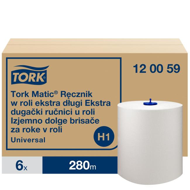 Paper towels in a 1-layer roll. TORK Matic extra long white H1, reel 280 m (6 pcs.)