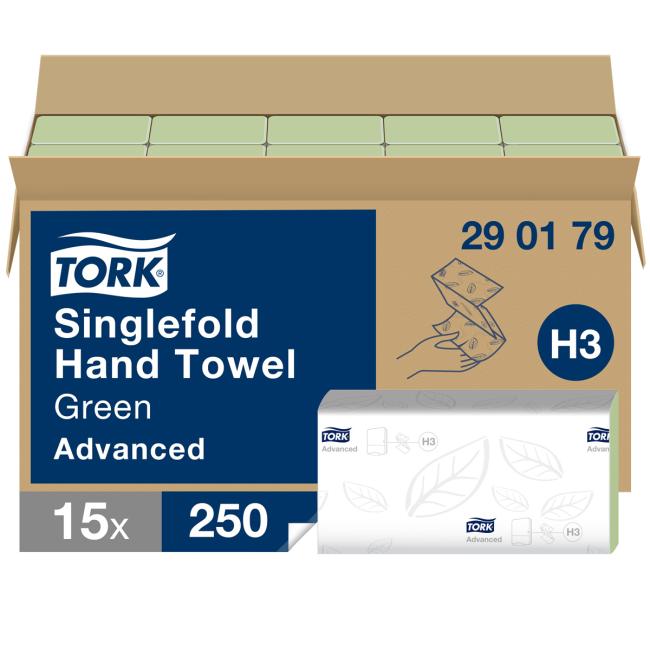 Paper towels folded ZZ/C 2-layer. TORK Singlefold Advanced green H3 (pack of 15)
