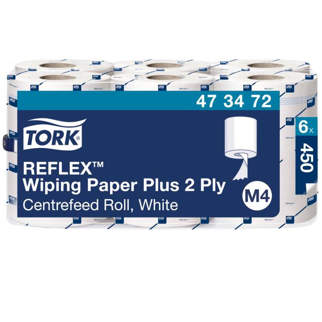 [HY473472] Papierové utierky so stredom. odvíjaním 2 vrstiev. TORK Reflex Midi white M4, cievka 150,75 m (6 ks)