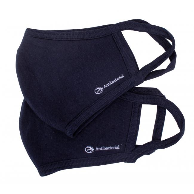 Antibacterial mask, 100% cotton, BLACK, size L (2 pcs)