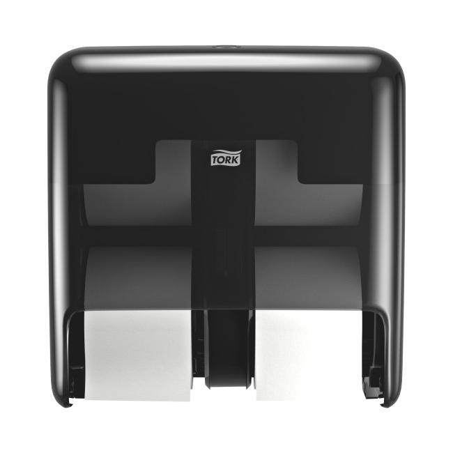 Dispenser for 4 rolls of Tork OptiServe tubeless toilet paper, black T7