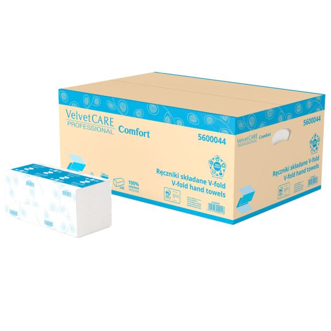 Paper towels folded ZZ 2-layer VELVET CARE 100% cellulose, 25x23 cm (pack of 20)