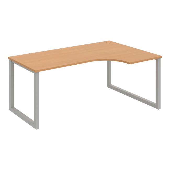 Work desk UNI O, ergo, left, 180x75.5x120 cm, beech/grey