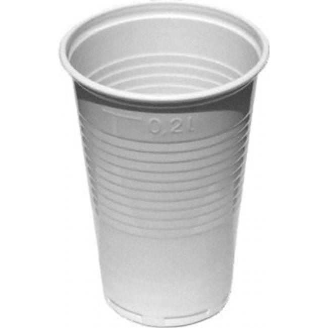 Plastové poháre 200 ml biele 100% recyklované (100 ks)