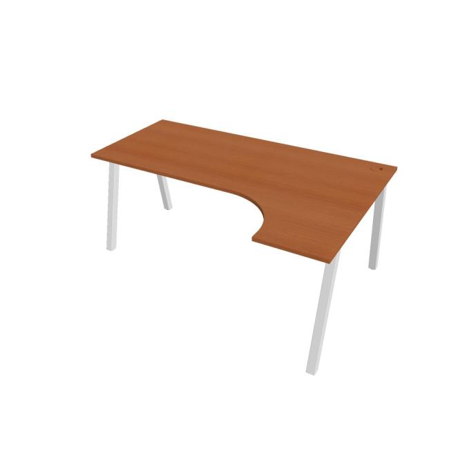 Work desk UNI A, ergo, left, 180x75.5x120 cm, cherry/white