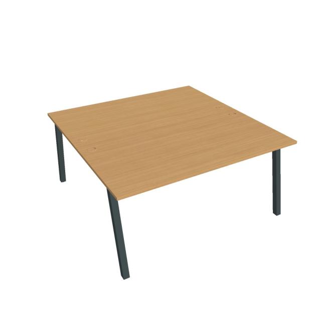 Work table UNI A, 160x75.5x160 cm, beech/black