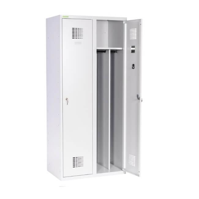 [AA000161] 2-door wardrobe with long door and partition, lockable, H.180 x W.80 x D.50 cm, RAL7035 gray