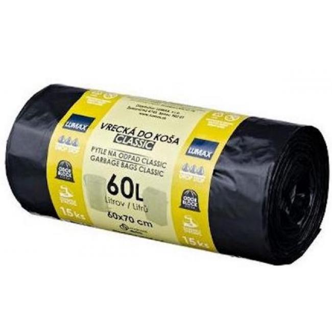 Viazacie vrecia 60 ℓ LDPE 28 mic. 60 x 70 cm, čierna (15 ks)