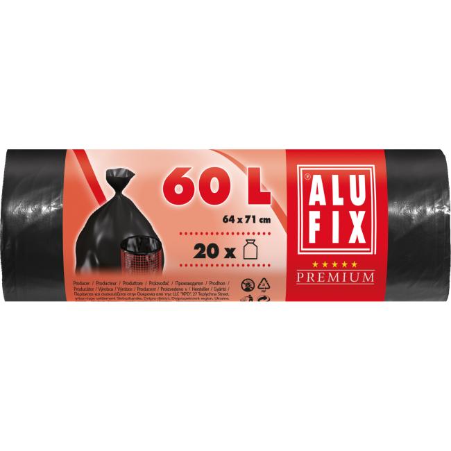 [HY946011] Garbage bags 60 l / 20 pcs., 15 mic., 64 x 71 cm, black, HDPE
