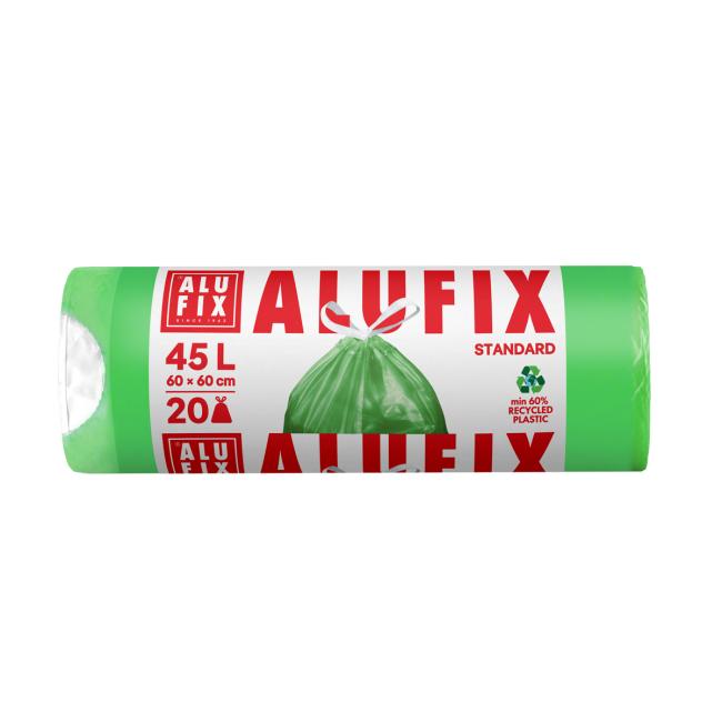 Retractable garbage bags, 45 l / 20 pcs., 14 micron., 60 x 60 cm, green, HDPE