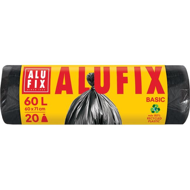 Garbage bags 60 l / 20 pcs, Economy, 13 mic., 59 x 72 cm, black, HDPE