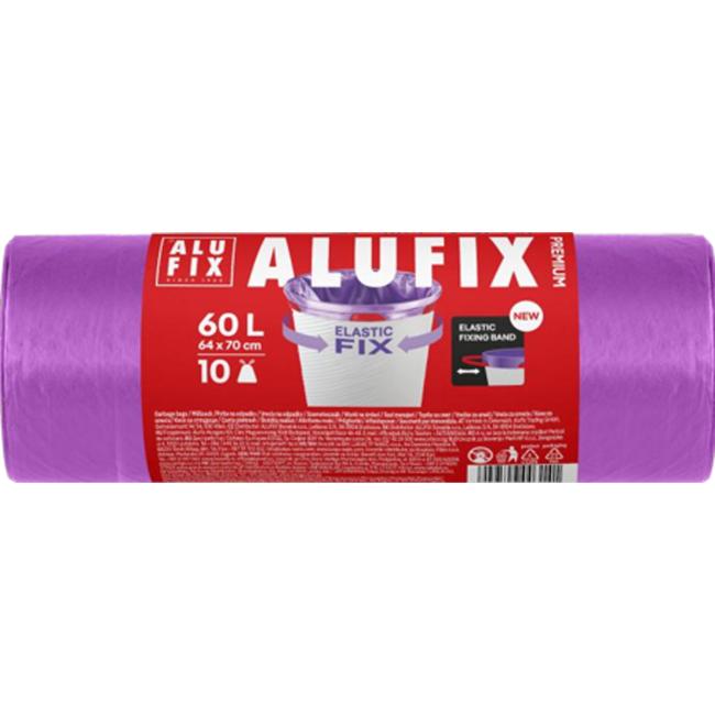 Retractable garbage bags Elastic FIX LDPE 64x70cm 60 ℓ/10pcs 22mic purple