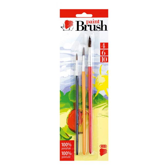 [IC015005] Sada štetcov 3 ks 4-6-10 guľatá, farebná rukoväť