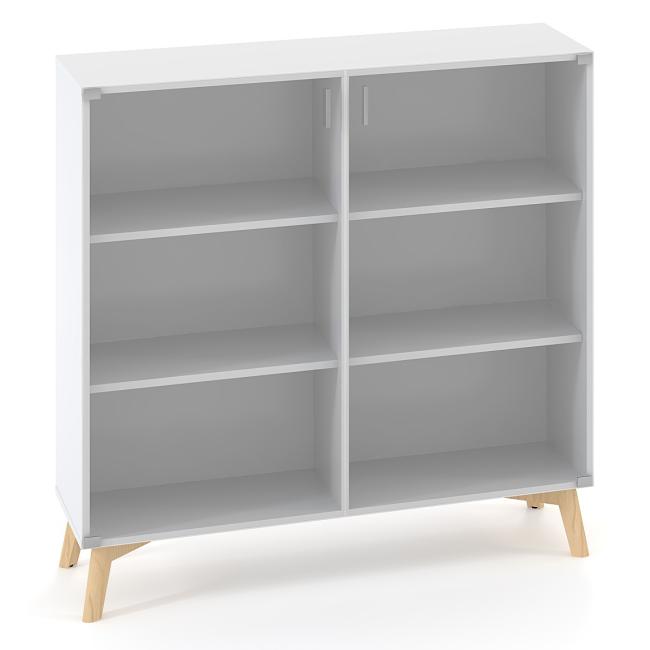 Shelf cabinet ALFA ROOT niche with long partition, 2 shelves, 120x45x121.5cm, white