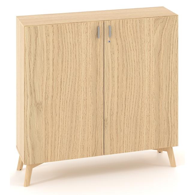 ALFA ROOT bookcase with long partition, 2 shelves, 120x47x121.5cm, oak