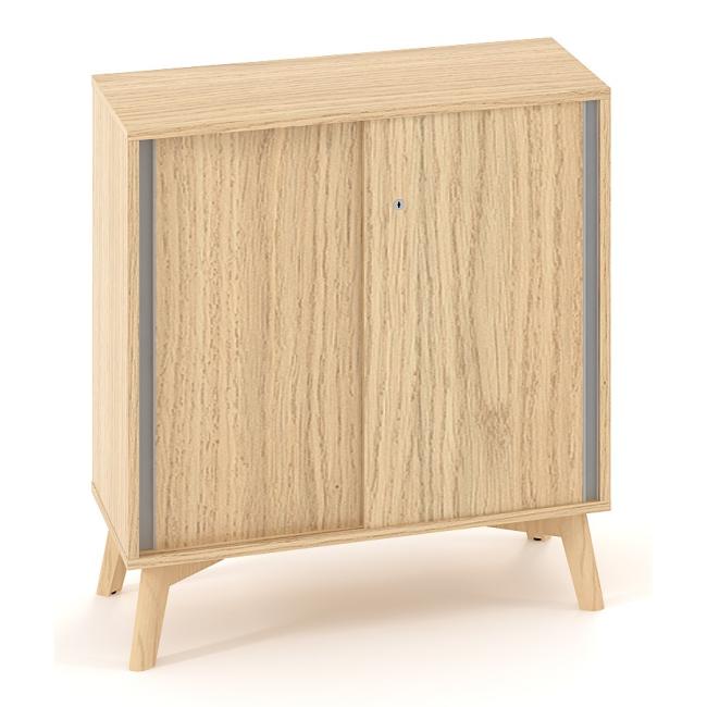 [IR100072] ALFA ROOT bookcase, sliding door, 1 shelf, 80x45x88.7cm, oak