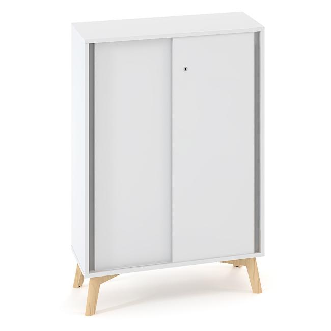 ALFA ROOT bookcase, sliding door, 2 shelves, 80x45x121.5cm, white