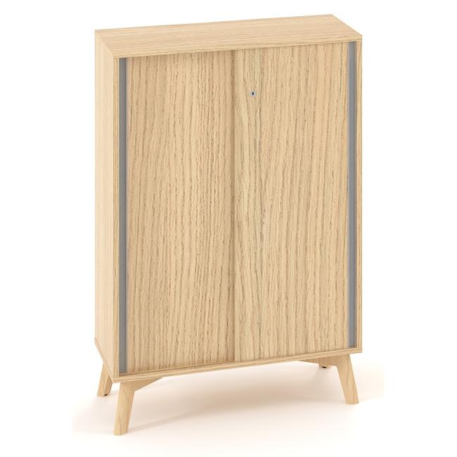 [IR100074] ALFA ROOT bookcase, sliding door, 2 shelves, 80x45x121.5cm, oak