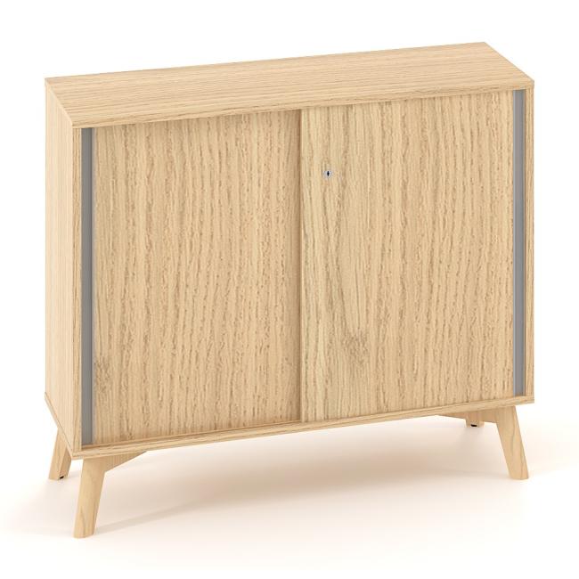 ALFA ROOT bookcase, sliding door, 1 shelf, 100x45x88.7cm, oak