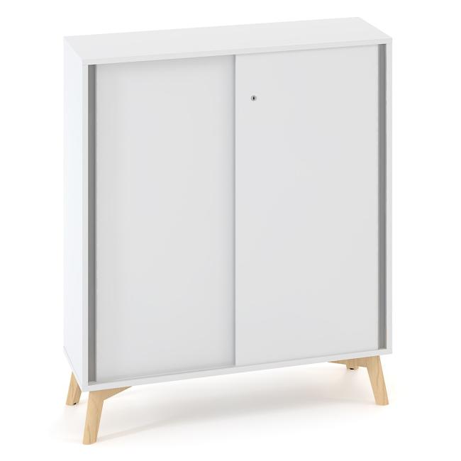 [IR100077] Knižnica ALFA ROOT, posuvné dvere, 2 police, 100x45x121,5cm, biela