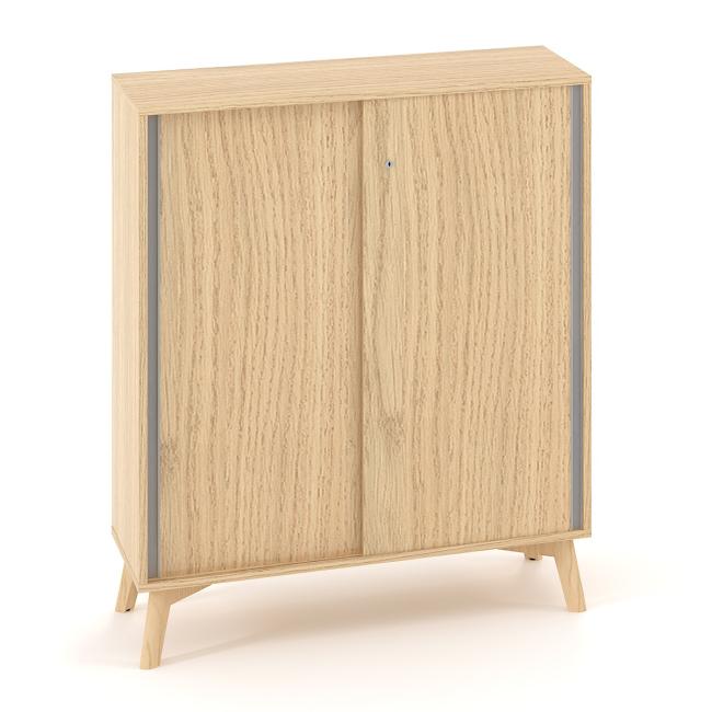 [IR100078] Knižnica ALFA ROOT, posuvné dvere, 2 police, 100x45x121,5cm, dub