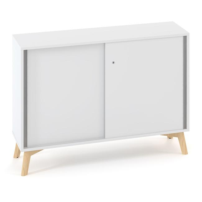 [IR100079] ALFA ROOT bookcase with long partition, sliding door, 1 shelf, 120x45x88.7cm, white