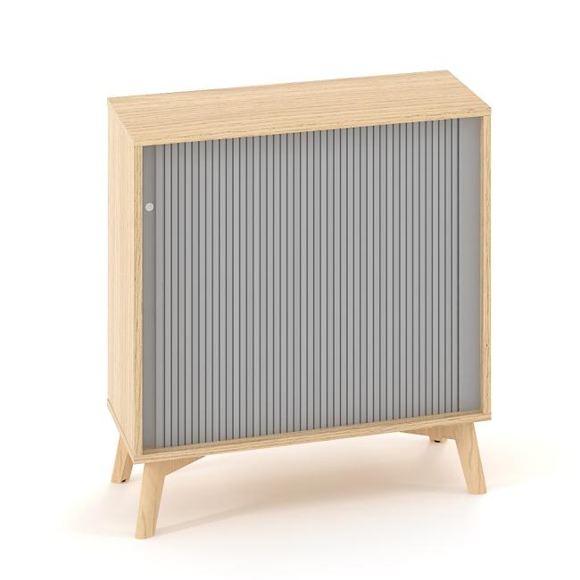 [IR100084] ALFA ROOT bookcase, RAL9010 louvered door, 1 shelf, 80x45x88.7cm, oak