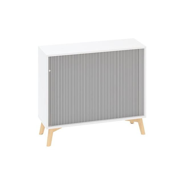 [IR100087] ALFA ROOT bookcase, RAL9010 louvered door, 1 shelf, 100x45x88.7cm, white