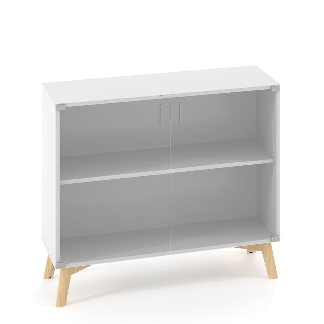 ALFA ROOT bookcase, glass, 1 shelf, 100x45.8x88.7cm, white