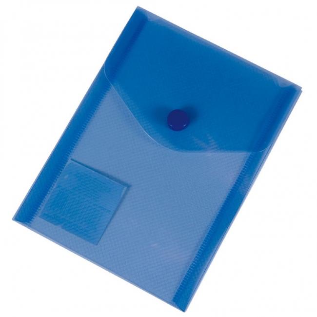 Plastic cover A6 with a stud PP cardboard blue