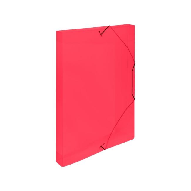 [KP251400] Plastic box with rubber band PP cardboard transparent red