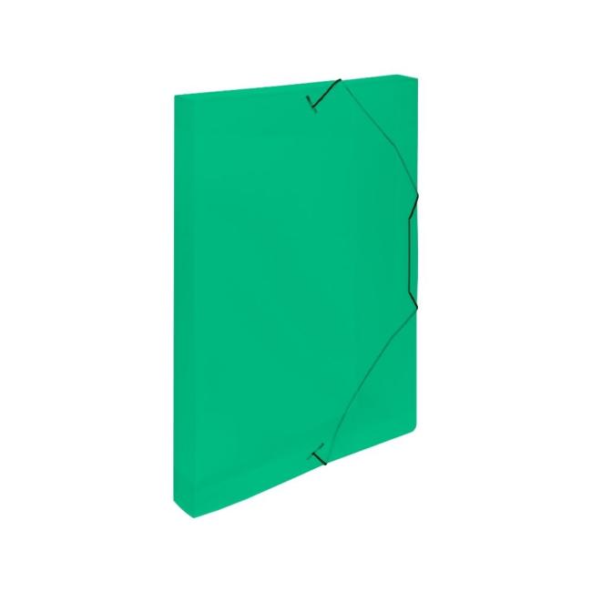 [KP251500] Plastic box with rubber band PP cardboard transparent green