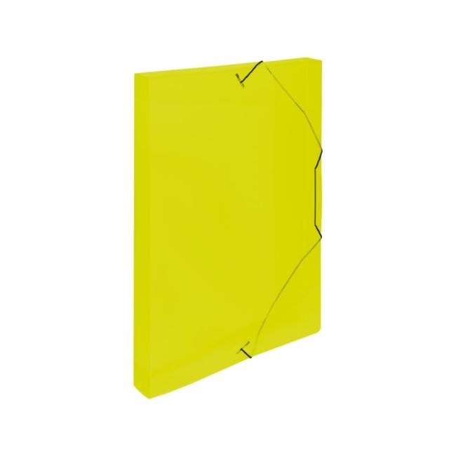 Plastic box with rubber band PP cardboard transparent yellow