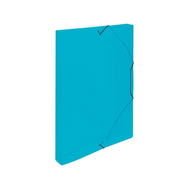 [KP251700] Plastic box with rubber band PP transparent blue cardboard