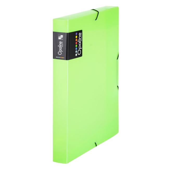 Plastic box with rubber band PP Opaline cardboard, green