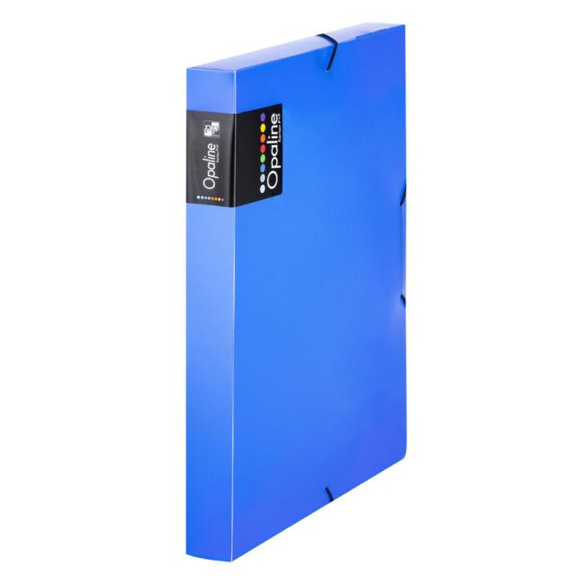 Plastic box with rubber band PP Opaline carton, blue