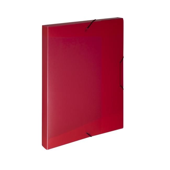 Plastic box with rubber band PP Opaline red cardboard