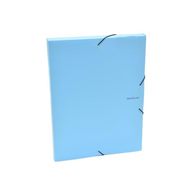 [KP257500] Plastic box with rubber band. Cardboard PP Pastelini blue