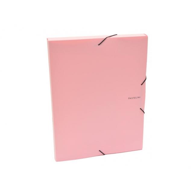 [KP257600] Plastic box with rubber band. Cardboard PP Pastelini pink