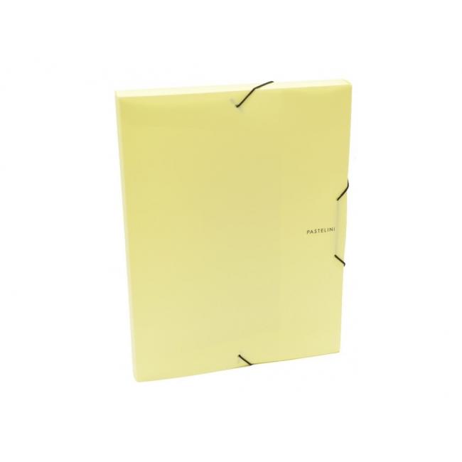 Plastic box with rubber band. Cardboard PP Pastelini yellow