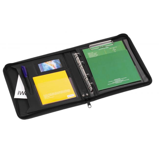 A5 conference map with KARTON PP Milano black imitation leather backing